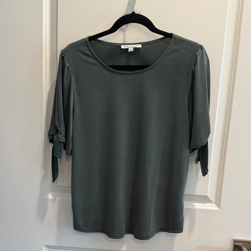 Teal Top with Tie Sleeves